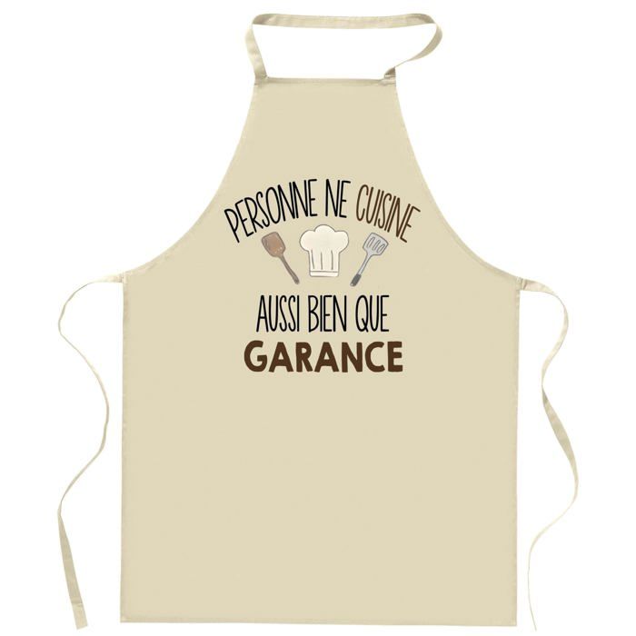 Planetee Tablier Personne ne cuisine aussi bien que GARANCE | Cadeau original Prénom pour Cuisinière | Vêtement Blouse protection