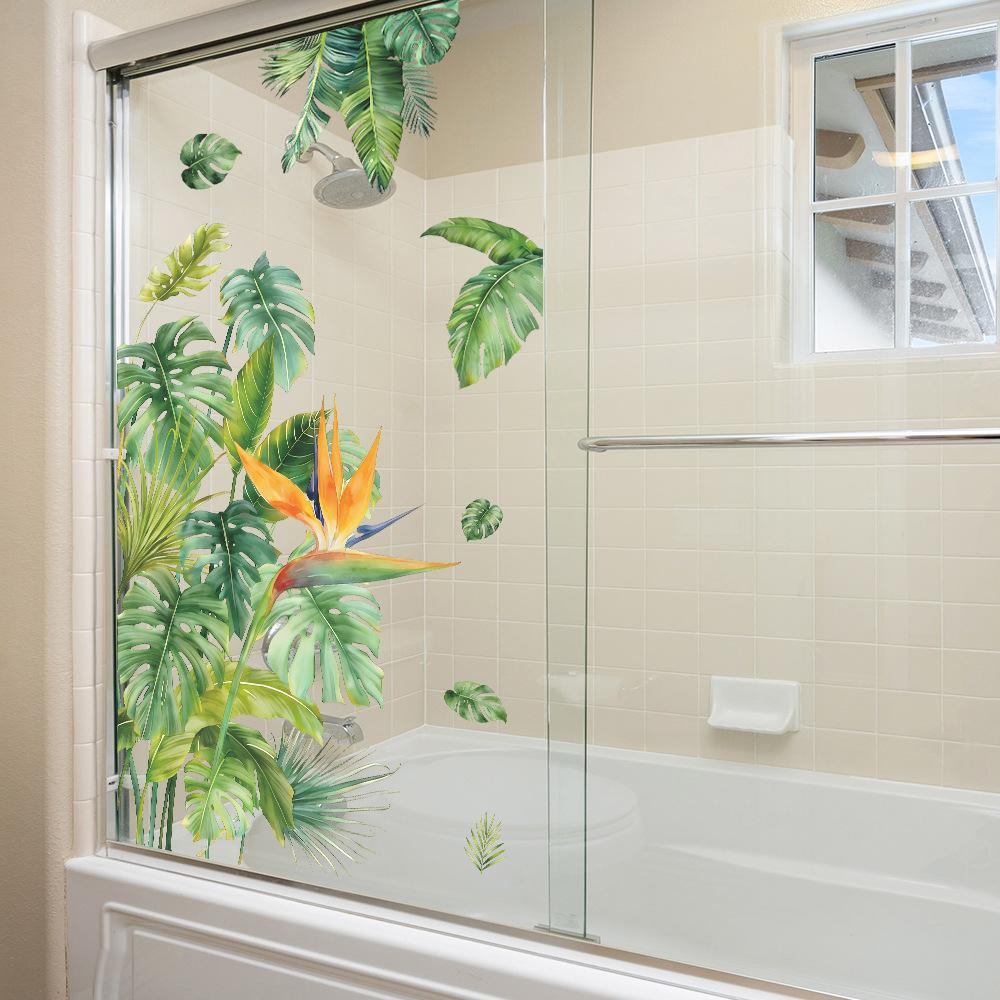 Colorful Tropical Plant Leaves Flowers Wall Sticker Removable Waterproof Self-Adhesive Home Wall Decor
