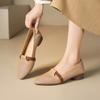 Soft Leather Hollowed-out Sandals, Women's Low-heeled Soft-soled Breathable Perforated Single Shoes