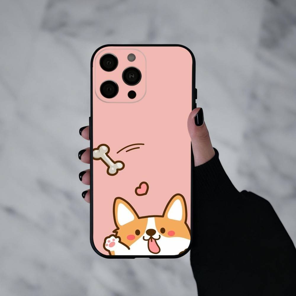 C-Cute Corgi D-Hund-G Handyhülle Für iPhone 17pro,16,15,14,13,12,11 Plus,Pro Max,XS,Weiche Silikon-Schwarze Hülle