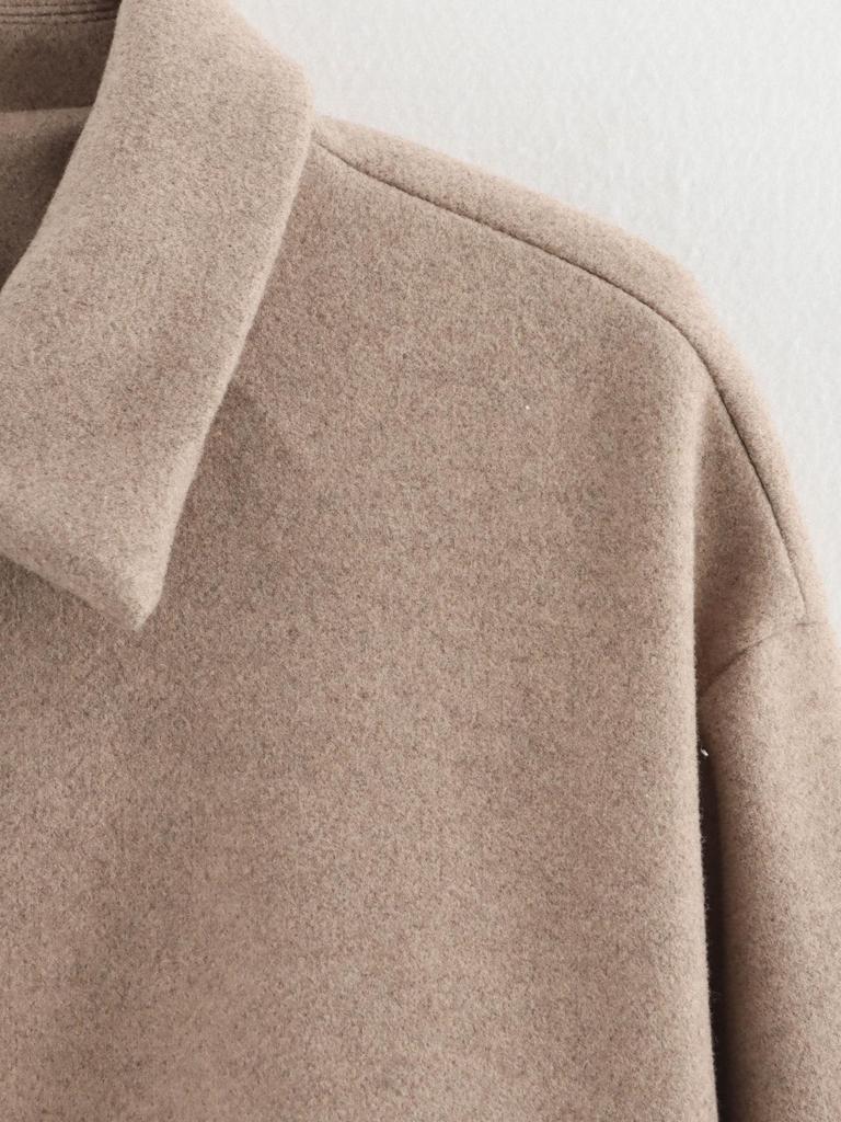 European & American Women's Fashion Casual Pleated Zipper Wool Jacket