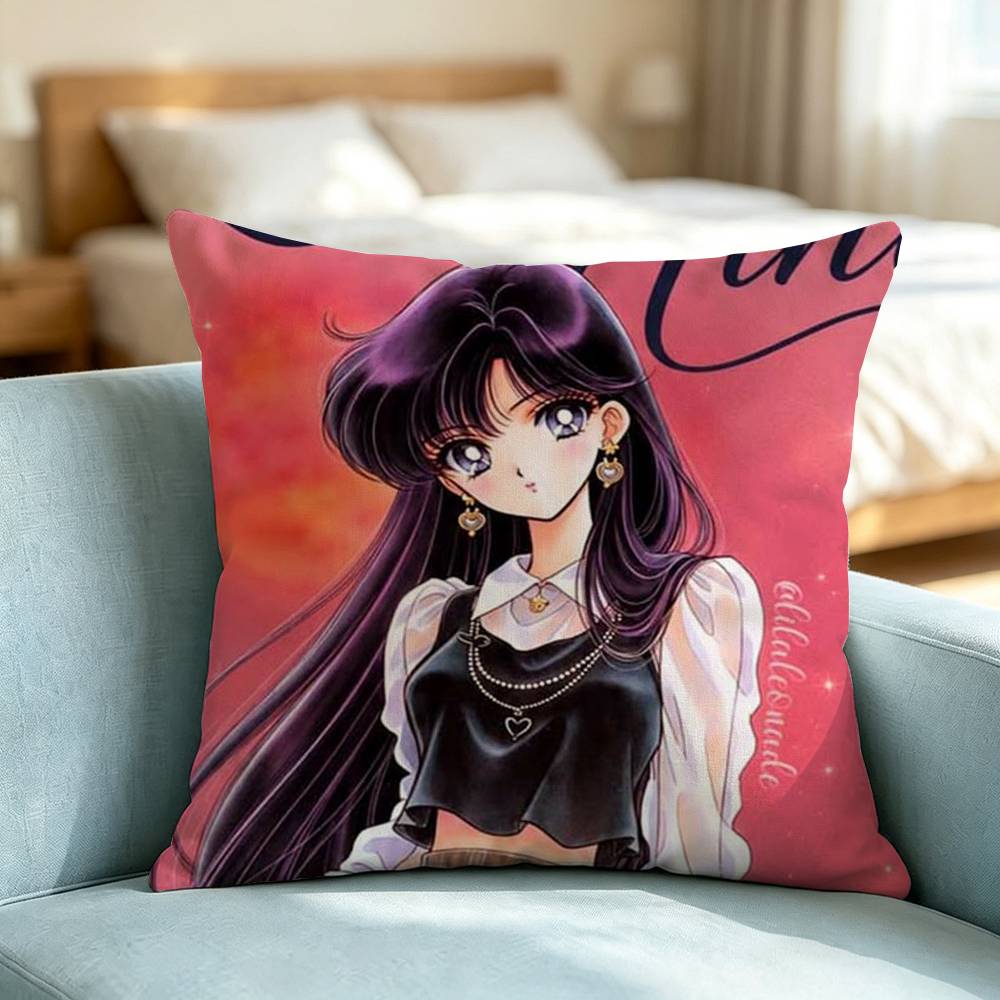 Sailor Moon Hino Rei-I Pillow Case Square Double-Sided Sofa Cushion Cover Bedroom Bedside Pillow Gift