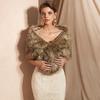 Europäischer und amerikanischer Herbst- und Winter-Neuer Schal Brautkleid mit Fuchsfell-Imitatbraunem Umhang