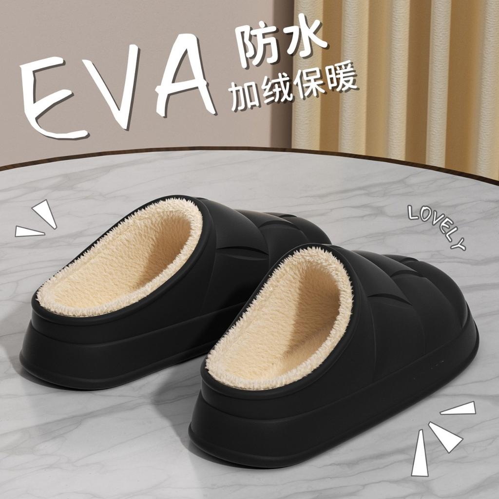 Winter Baumwollpantoffeln für Damen, Indoor Zuhause für Paare, Fleece für Wärme, Wasserdichtigkeit, Outdoor-Tragen, Rutschfeste Baumwollpantoffeln für Herren