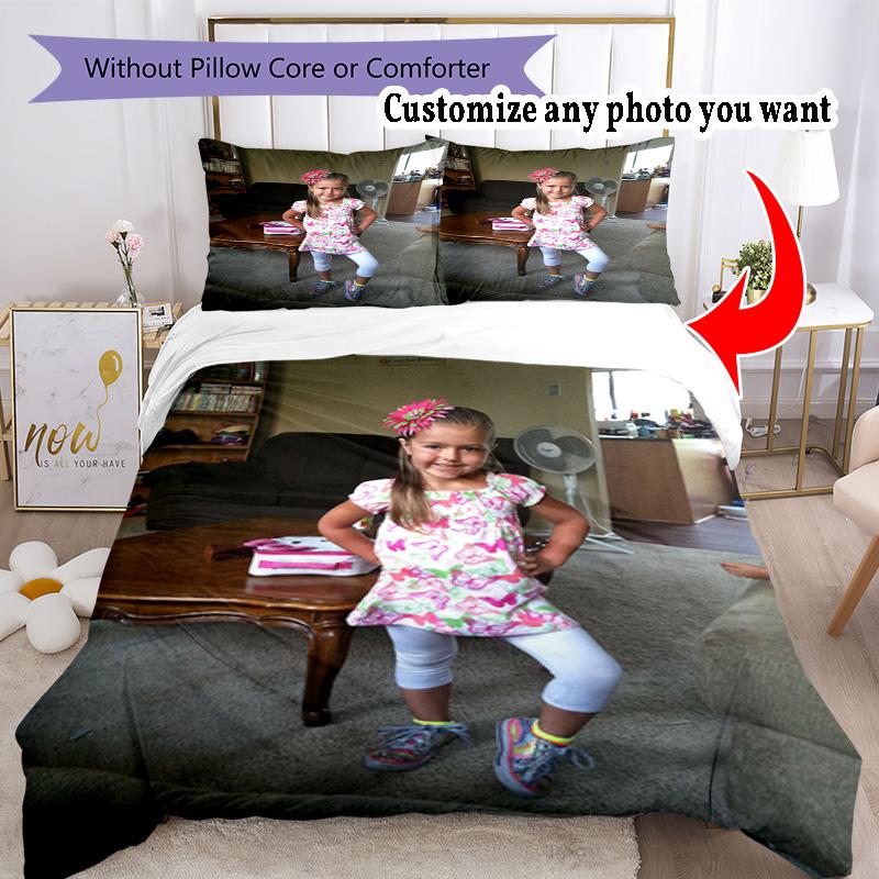 Customize Photos Customize Your Photo Bedding Set Breathable Duvet Cover with Pillowcases Home Decoration Birthday Gift