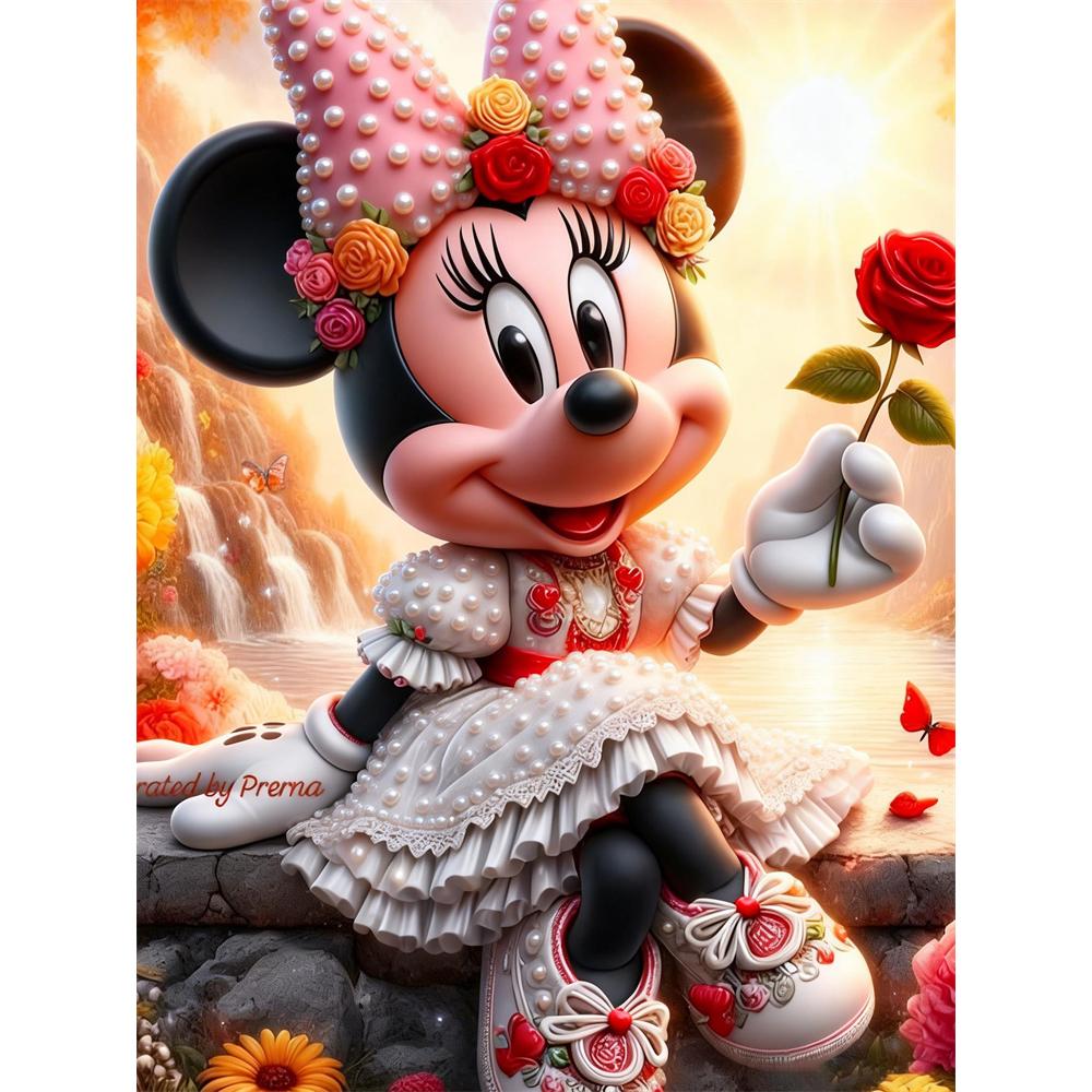 

Disney Pearl Painting Set Waterfall and Roses Minnies Golden Afternoon Home Wall Decoration Handmade Gift 35x45cm