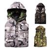Winter Men Waistcoat Camouflage Thickened Cotton Padded Windproof Zipper Hooded Vest Coat
