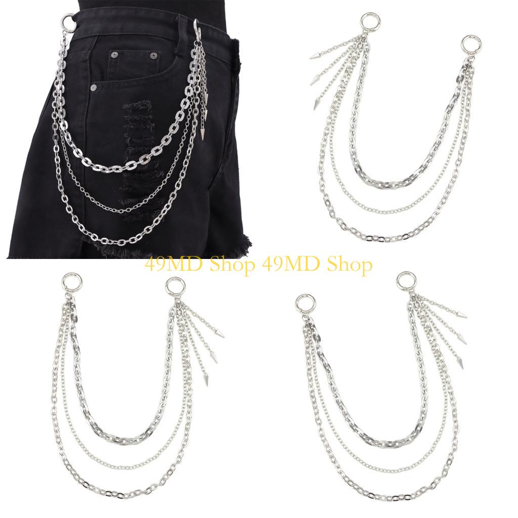 

49MD Hip Hop Pants Chain Stylish Link For Dancers Punk 2000s Trend Jean Multi-layer Chain for Edgy Streetwear Looks CN