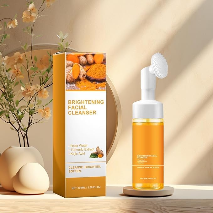 Vitamin C with Brush, Exfoliating Face Wash, Gentle Foaming Cleanser for Oily Skin & Sensitive Skin,Foaming Face Wash Women for Skin Tone, Reduce B