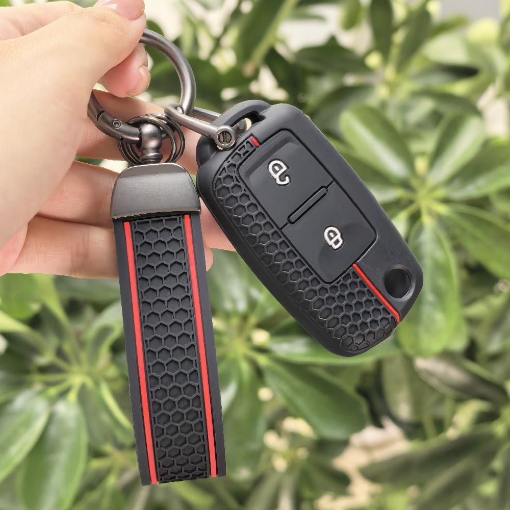 Schlüsseltasche Abdeckung für Volkswagen Polo Golf Passat Tiguan Octavia Käfer Leon Altea mit Schlüsselanhänger Kratzschutz Stoßfester Schutz