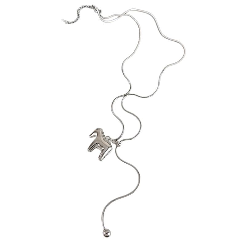 Vintage Zodiacal Horse Layering Necklace Stainless Steel Copper Neckchain For Women Fashion Jewelry Accessory Gift