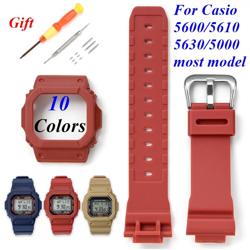 Per Casio G-Shock DW5600/5000 GW5600 GLX5600 GW-M5610 Cinturino Orologio Custodia Protettiva Lunetta in Resina Kit di Sostituzione Cinturino Strumento per Bracciale