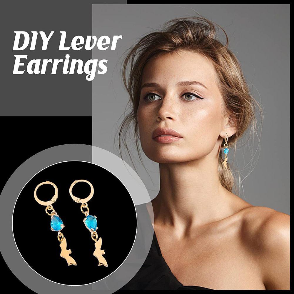 304 Stainless Steel Leverback Earring Findings, with Loop, Golden, 14.5x12mm, Hole: 1mm, Pin: 0.8x1mm, 50pcs/box
