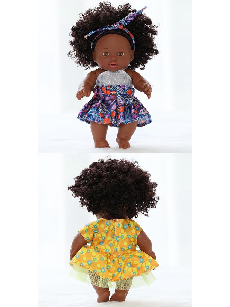 20cm African American Vinyl Reborn Doll - Cute Plush Toy for Children