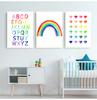 Watercolor Rainbow Alphabet Paintings Playroom Decor Educational Poster Kids Wall Art Canvas Prints Neutral Nursery Decoration No Frame