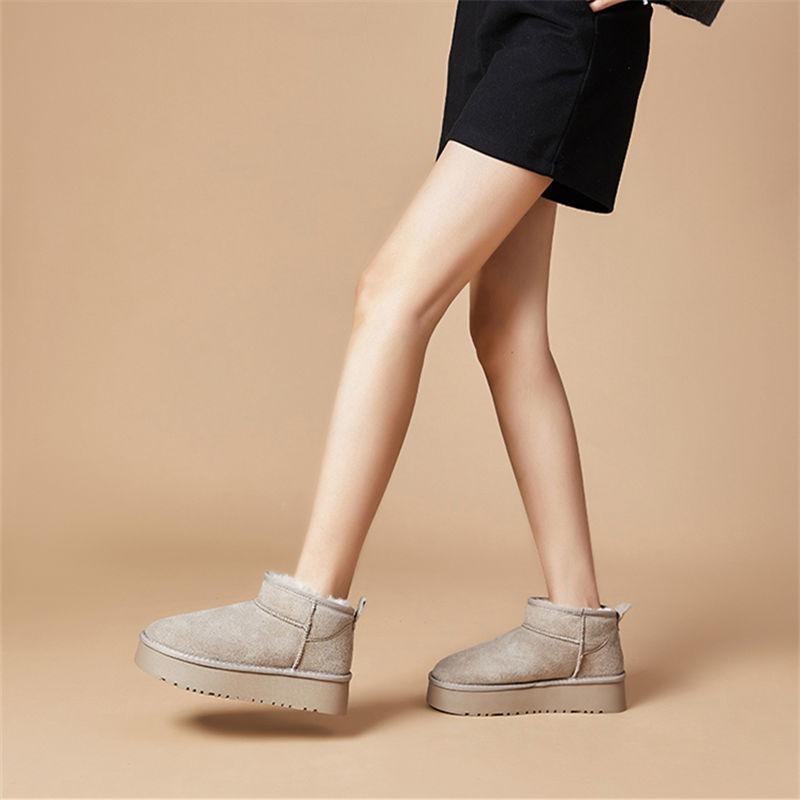 Bequeme Schneestiefel mit dicker Sohle für Damen, neu für den Winter, vielseitig, niedrig geschnitten, dickes Samtfutter, rutschfest und abriebfest, Studenten-Schneestiefel für Damen