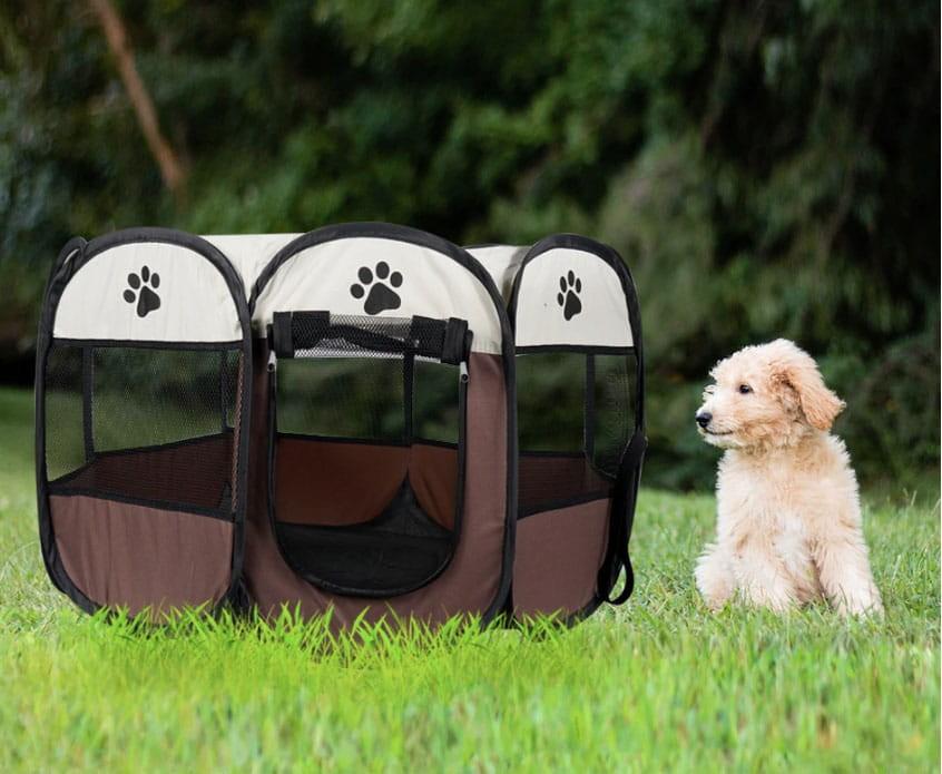 Dog/cat playpen 74x74x43cm - brown