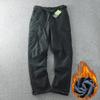 Men's Autumn and Winter Windproof Waterproof Padded Work Pants Solid Color Plus Size Straight Multi-Pocket Outdoor Pants