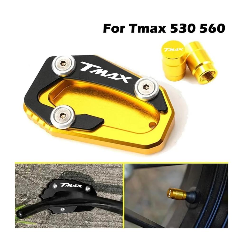 For TMAX 560 530 SX TMAX530 TMAX560 2017-2025 Bike Valve Cap Kickstand Foot Side Stand Extension Pads (A Set- Gold)