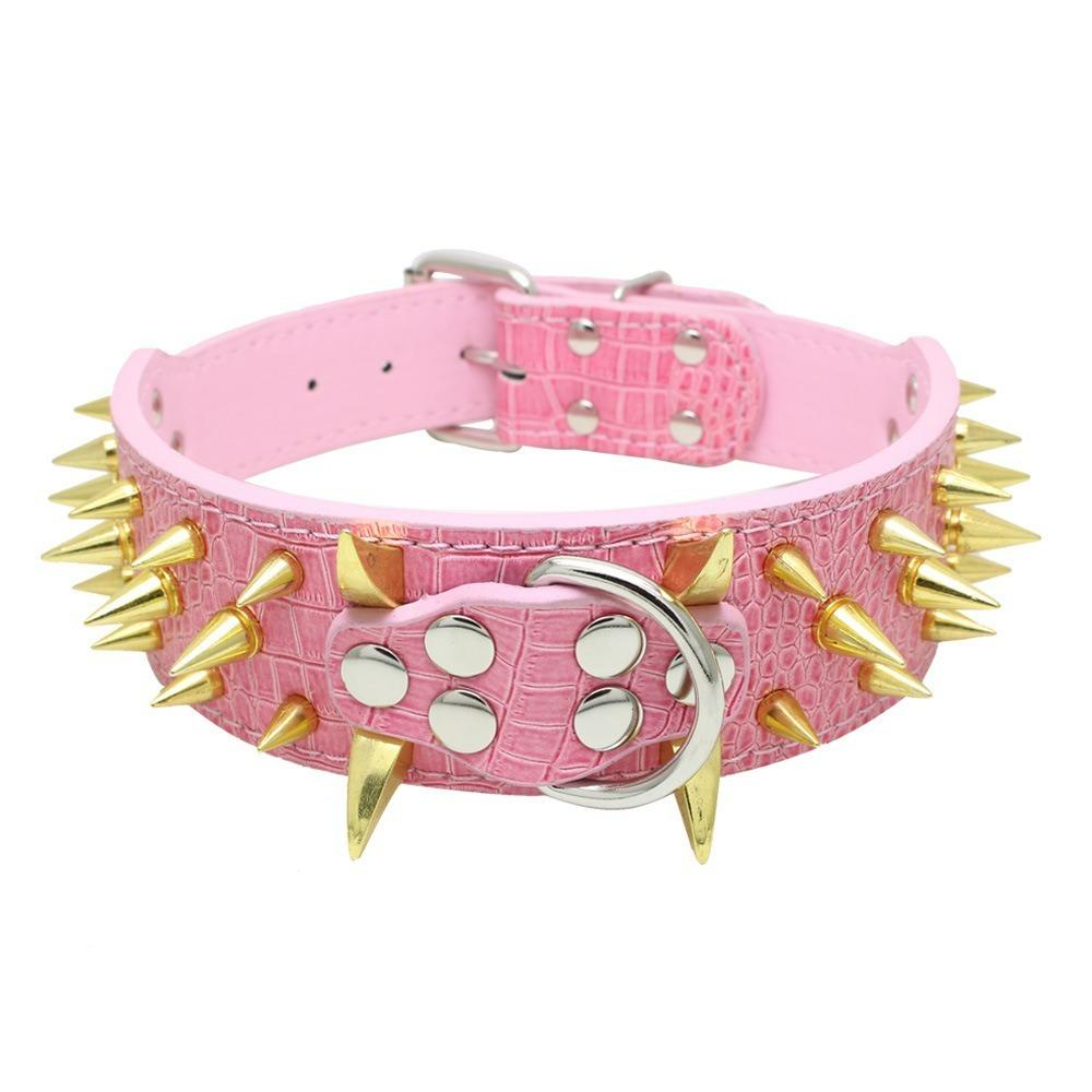 Cool Spikes Studded Dog Collar 2" Wide PU Leather Large Dogs Collars Pitbull German Shepherd Big Dogs Collars Pet Supplies XS-L