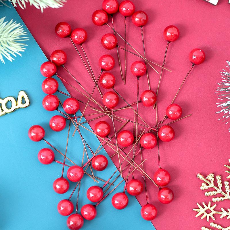 

10/20/50Pcs Christmas Wine Red Berry Artificial Xmas Decor Froth Vivid Holly Berries Home Decoration Party Supplies Accessories 10Pcs