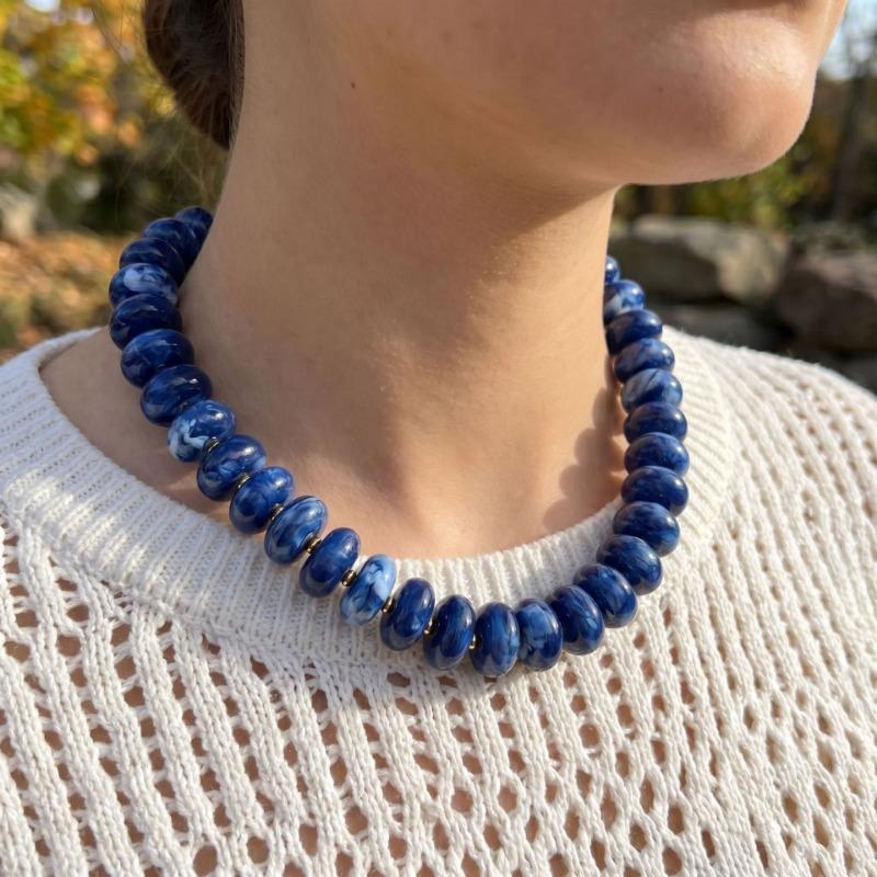 Collana Colorata Esagerata con Perline alla Moda per Donna Design di Nicchia Collana Impilabile Versatile