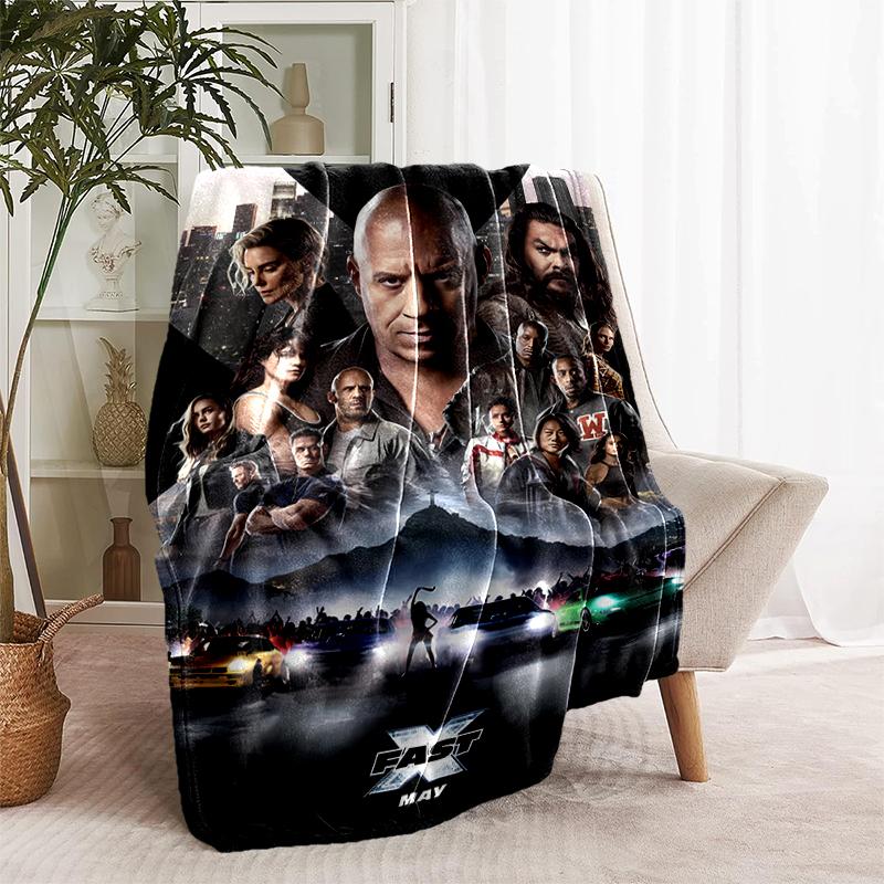 1pc Blanket Fast and Furious Print Design, Lightweight Blanket for Sofa, Bed- Soft &Warm, Gift for All Seasons like Christmas, Halloween