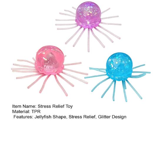 1/2/3Pcs Simulation Jellyfish Squeeze Toy Stress Relief Clear Glitter Jellyfish Sensory Toy Soft Stress Ball Sea Animal Fidget Toy