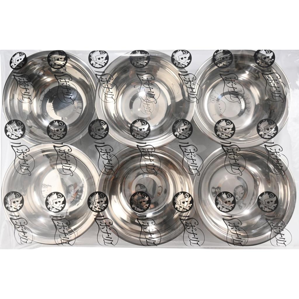 Rubonarie Stainless Steel Pet Bowl Set, 6-Piece Set for Dogs and Cats, 14cm Diameter, Silver