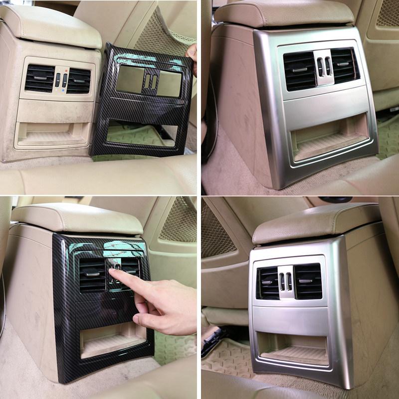 For BMW 3 Series E90 2005 - 2012 ABS Car Rear Air Condition Air Vent Outlet Anti-kick Cover Trim Carbon Fiber Texture / Silver