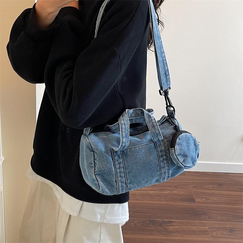 Denim Bag Women's Large Capacity Shoulder Underarm Bag Commuter Pillow Bag