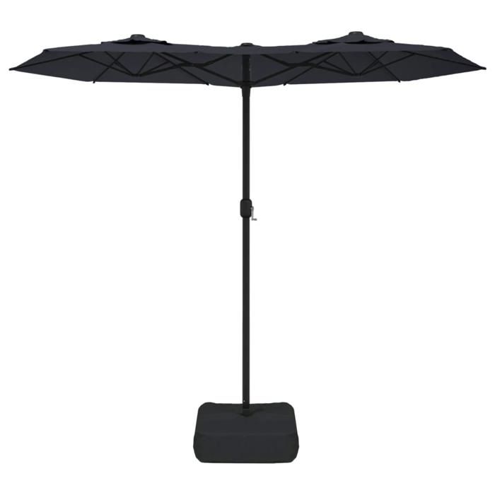 VidaXL Double Head Garden Parasol, Patio Sunshade, Sun Shelter, Beach Parasol Terrace Outdoor, Black 362967