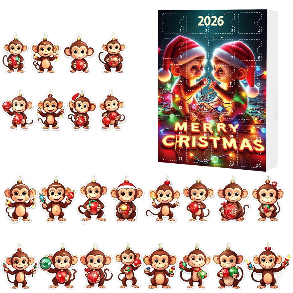 2D Christmas Advent Calendar Day Countdown with Hanging Ornaments, Christmas Tree Decorations for Holiday