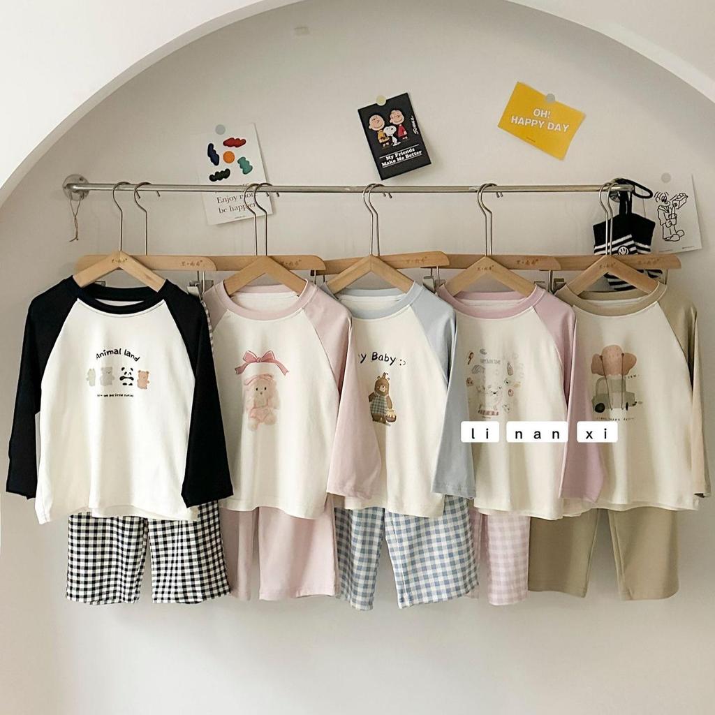Children's Cartoon Raglan Sleeve Pajama Set - Spring 2025