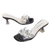 Shoes Female  High Quality Peep Toe Women's Slippers Fashion Best Seller Dress Slippers Women Summer Crystal Heels Women