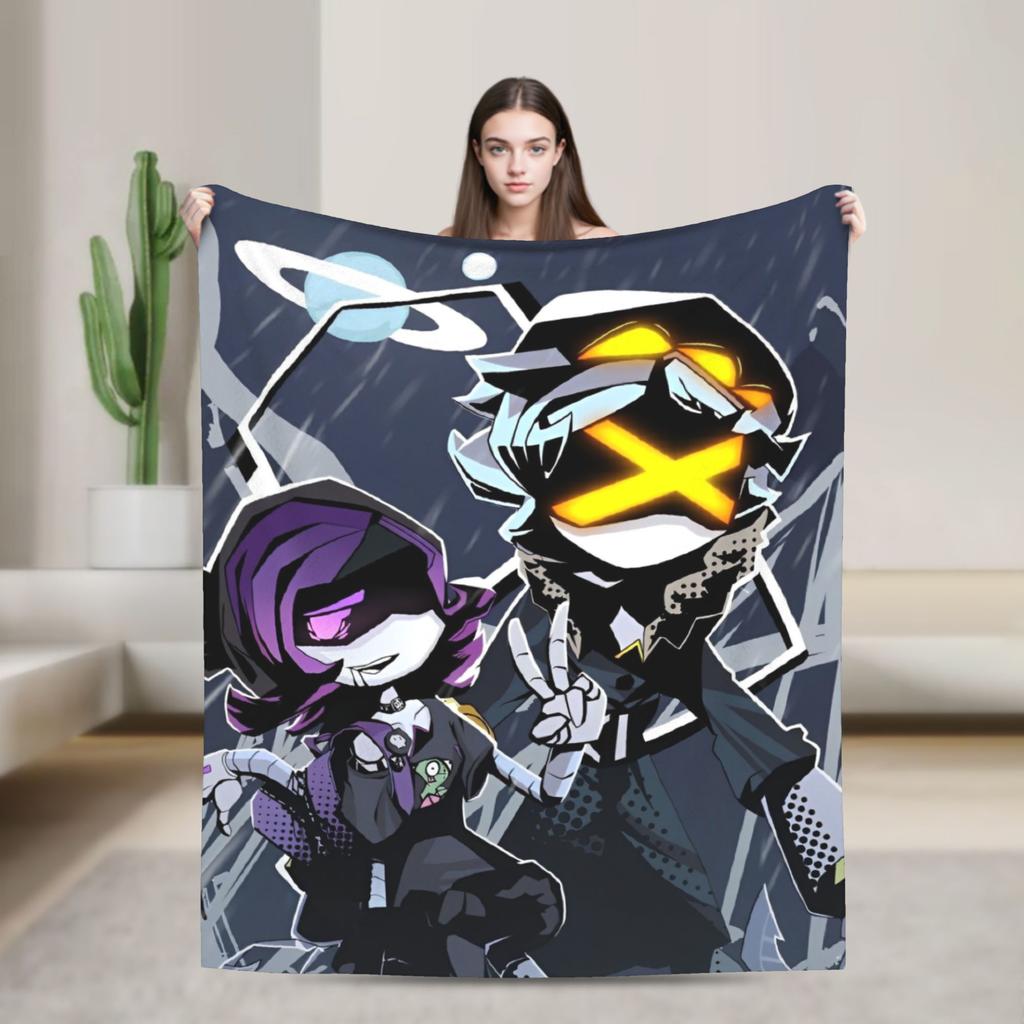 Murder Drones Knitted Blankets Funny Retro Fuzzy Throw Blanket Home Couch Personalised Ultra-Soft Warm Bedsprea