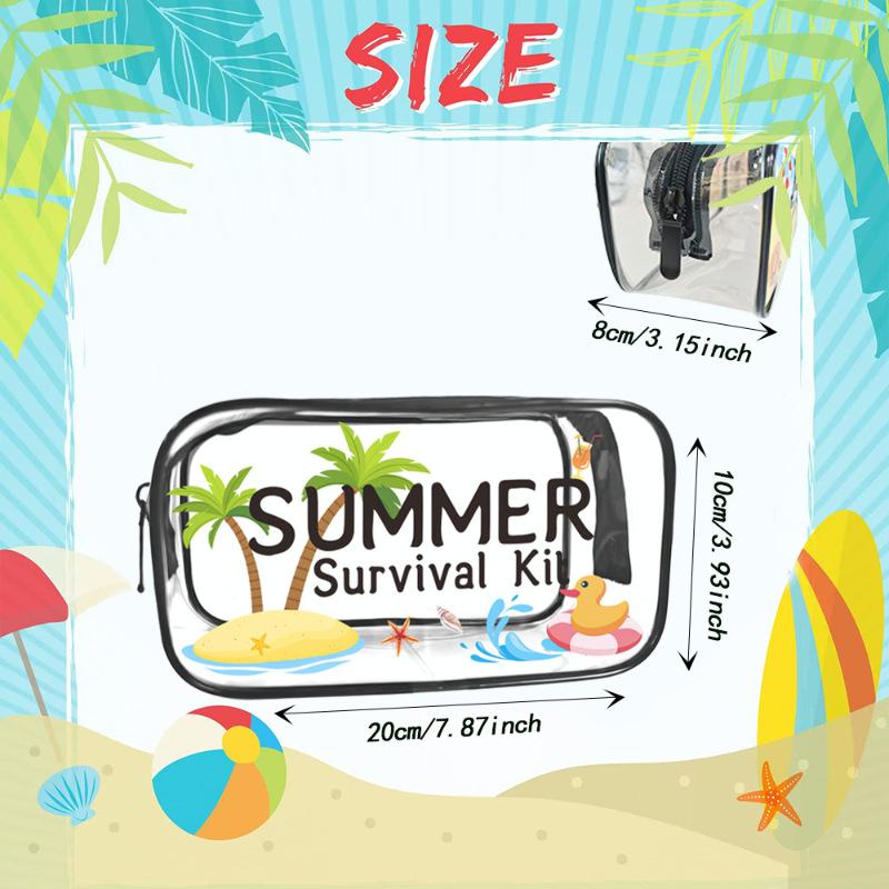 Spacious Cosmetic Bag Transparent Beach Style Portable Makeup Organizer Large Capacity for Travel Use
