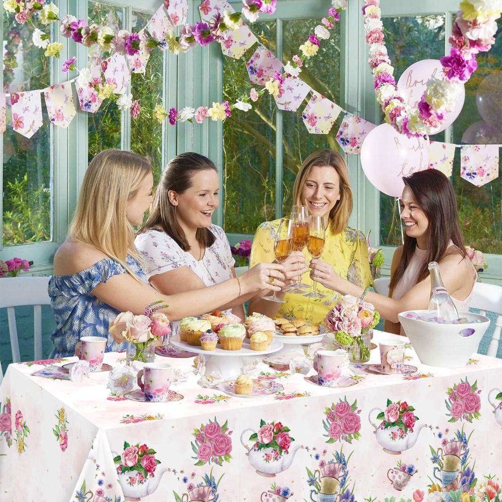 New Tea Party Decoration Floral Tablecloth Waterproof Reusable Table Cover Rectangle Shape DIY Table Mat Party