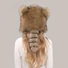 Cartoon Bear Fur Hat for Women's Autumn and Winter New Cute Doudou with Imitation Raccoon Fur Ear Protectors To Keep Warm and Cold-resistant Plush Hat