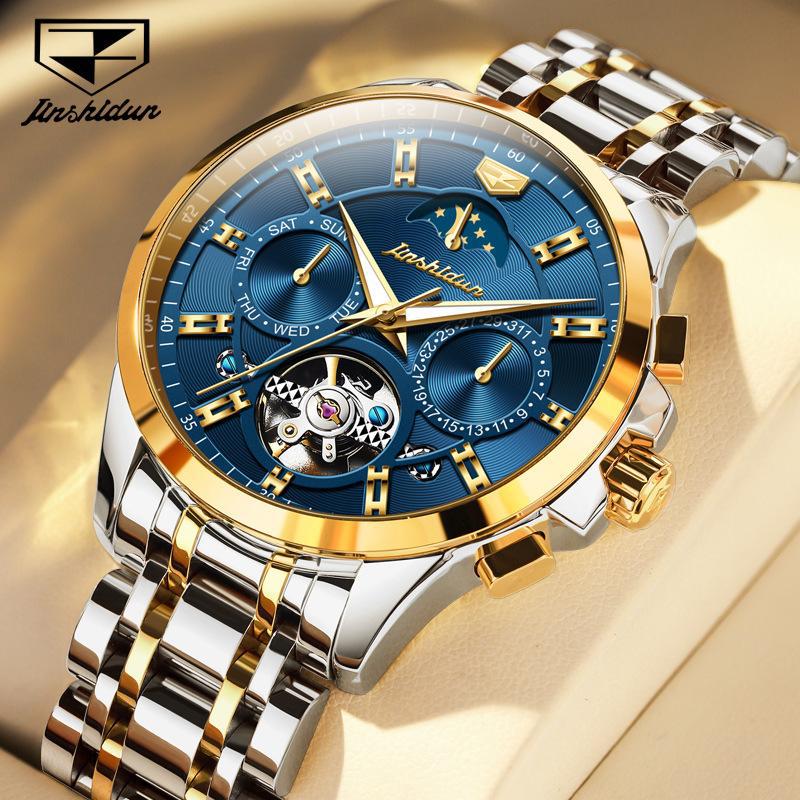 Orologio Meccanico Automatico Multifunzione Marca JINSHIDUN Tourbillon Orologio da Uomo Orologio da Uomo