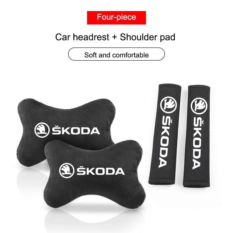 Autokopfstütze Nackenkissen Sicherheitsgurt Schulterpolster für Skoda Octavia Fabia Rapid Kamiq Scala Kodiaq Superb VisionS Yeti Karoq Enyaq