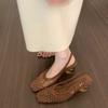 Nowe Letnie Ażurowe Damskie Sandały Modne Czółenka na Imprezę Damskie Buty Muły w Dziwnym Stylu Singback
