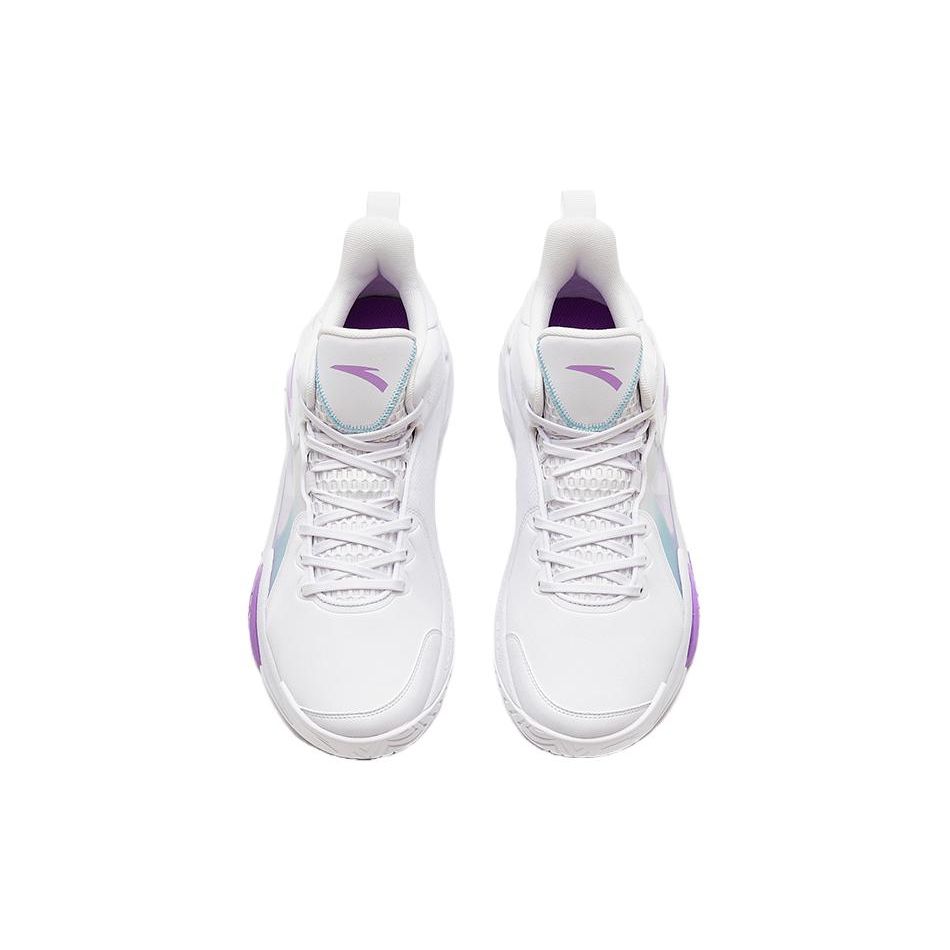 Anta Air Space 4 Stoff Sklisikker Slitesterk Lavsko Basketballsko Herre Sneaker Hvit Lilla 912531608SF-2