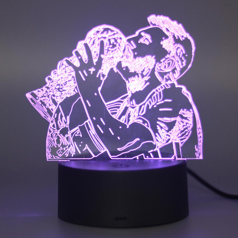 

3D Illusion Night Light Messi 7 Color/16 Color Gradient Touch Switch Led Night Light Table Lamp (Crackle White) Set 7 colors no remote