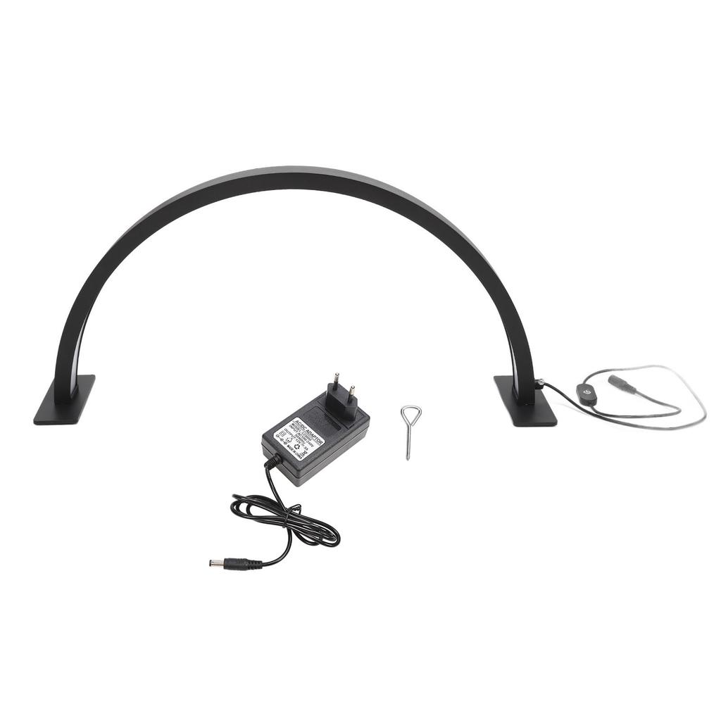25W Half Moon Desk Lamp 3000K‑6000K 3 Color Dimmable Shadowless Eye Protection Beauty Half Ring Light 100‑240V Black S