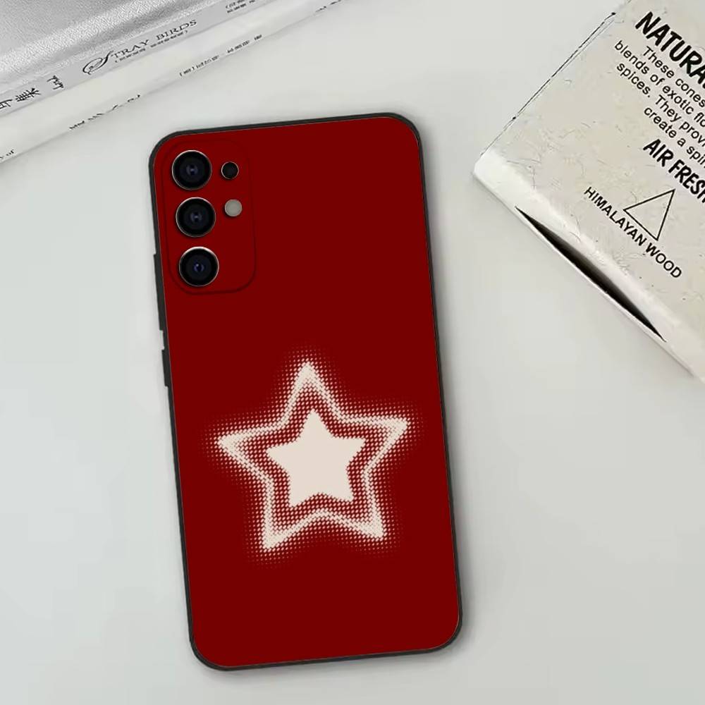 

Minimalist Red Star Phone Case For Samsung S25,S24,S21,S22,S23,S30,Ultra,S20,Plus,Fe,Lite,Note,10,Black Cover Samsung S24Plus