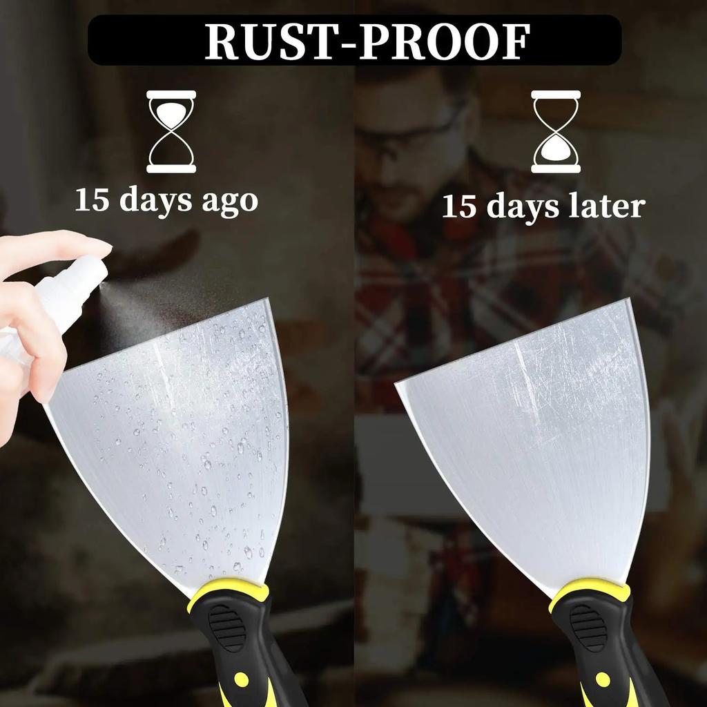 Stainless steel putty knife with rubber handle scraper, putty scraper, 6-inch stainless steel putty knife