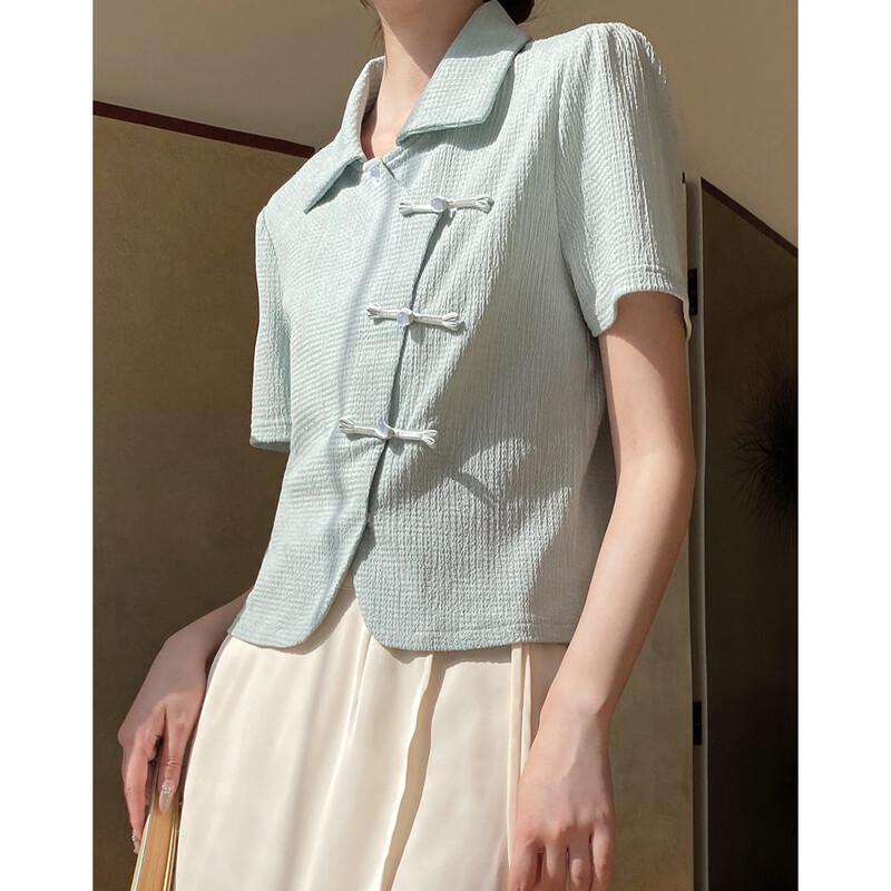 Demana New Chinese Style Puff Sleeve T-Shirt M