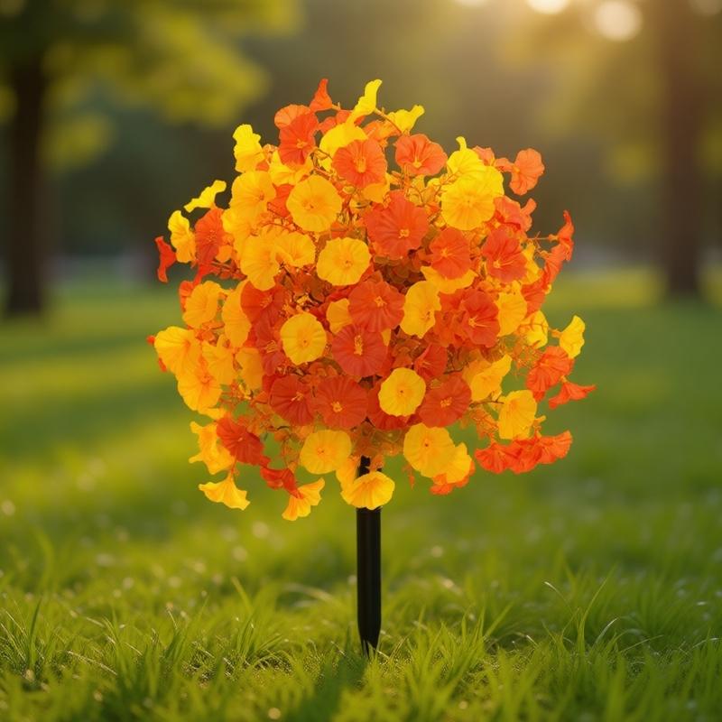 Artificial Plant Outdoor Artificial Morning Glory Flower Ground Stake Weather Resistant Plastic Flower For Garden Patio