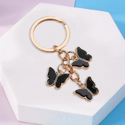 Yousheng Key Chain Butterfly Charms Tassel Stainless Exquisite Shoulder Bag Schoolbag Decoration Hanging Pendant Smooth Car Key Keyring Purse Bag